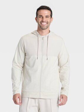 Men's Soft Stretch Full Zip Hooded Jacket- All In Motion™ Cream $40 at Target 3X
